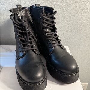 Steve Madden Black Leather Combat Boots